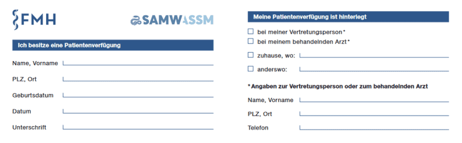 Hinweiskarte Patientenverfuegung