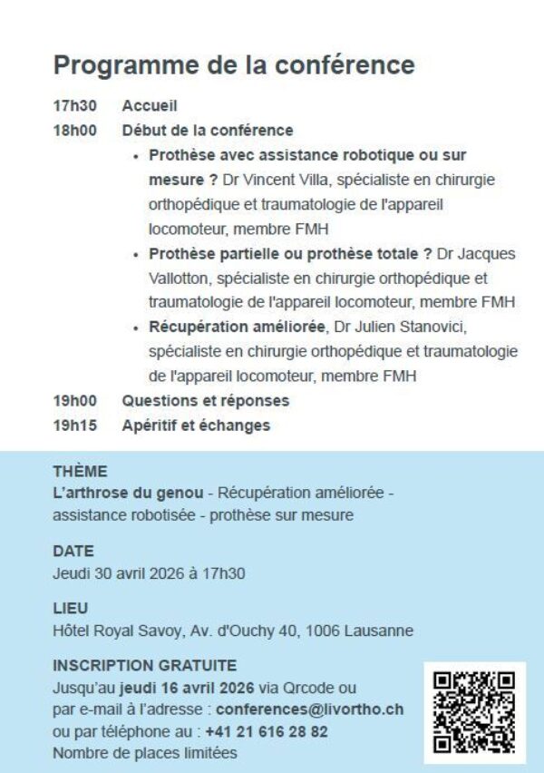 Flyer conference larthrose du genou 30 04 2026 programme Flyer conference larthrose du genou 30 04 2026 programme